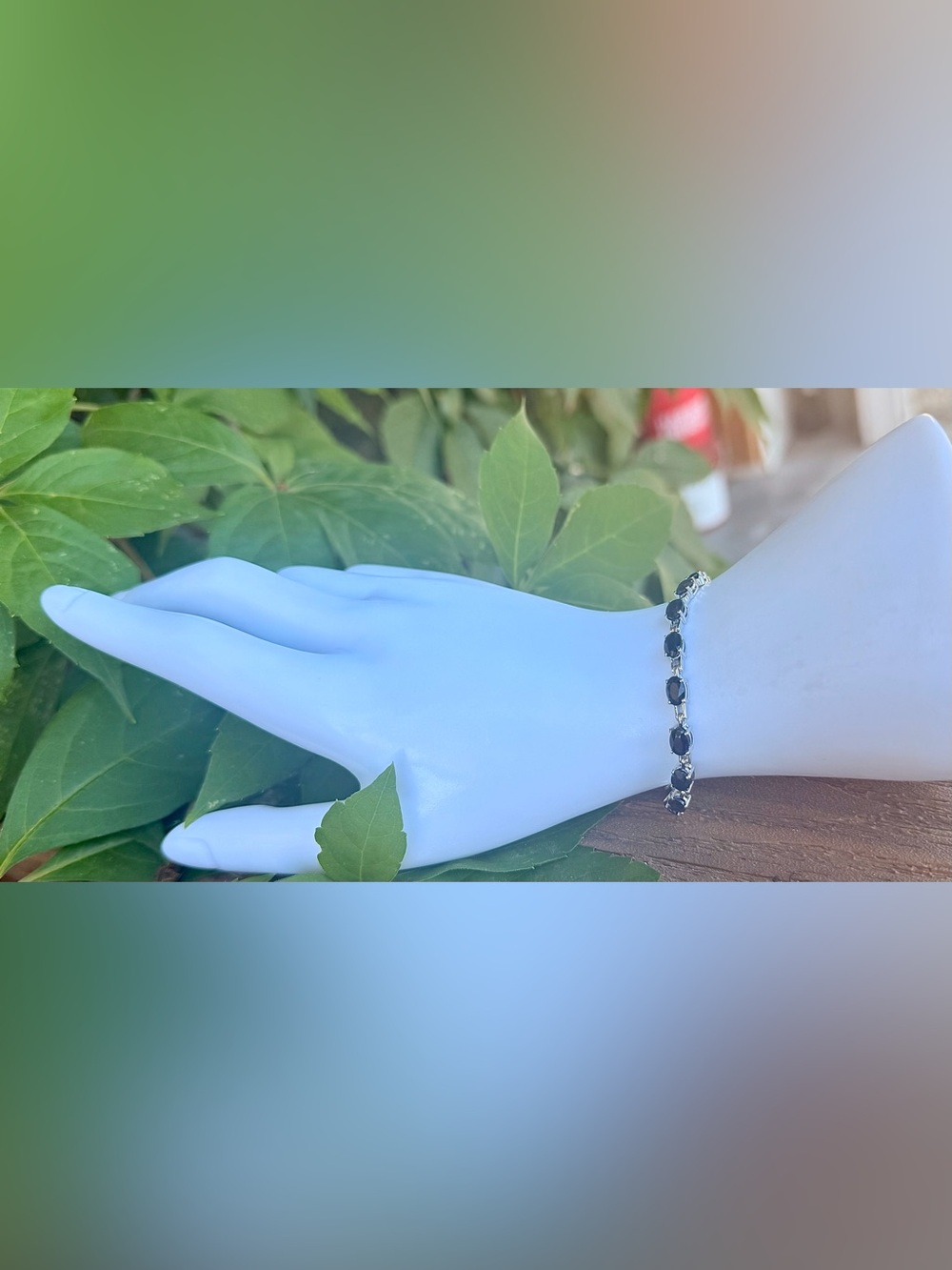12.65 CTW Black Sapphire Sterling Silver 8” Tennis Bracelet